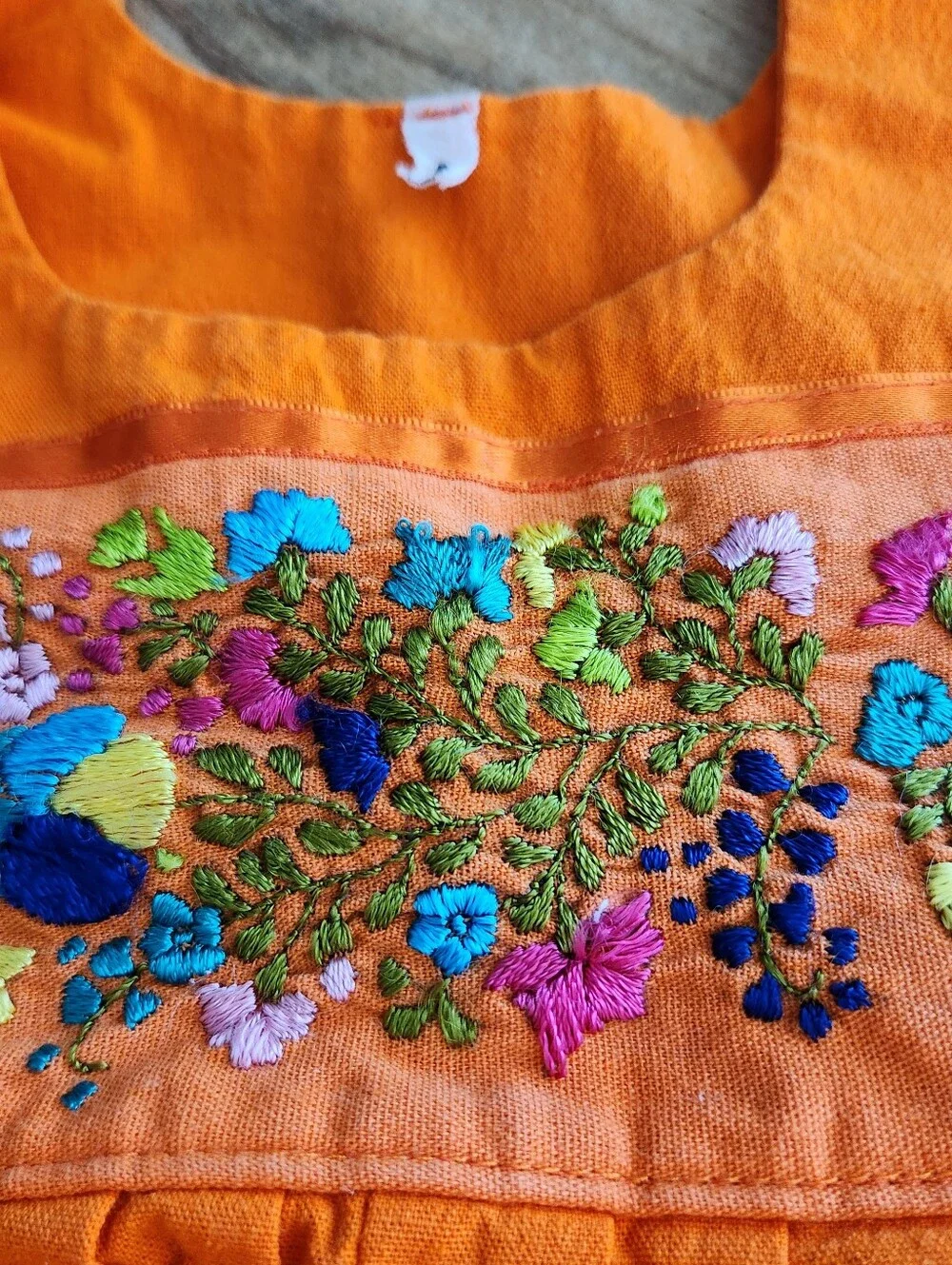 Girls Orange Embroidered Cotton Overalls - size 2